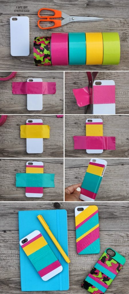 Multi Color Striped Phone Case At Home